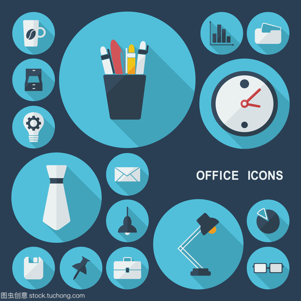 陰影辦公室圖標 現代辦公設備的視覺美學與實用性